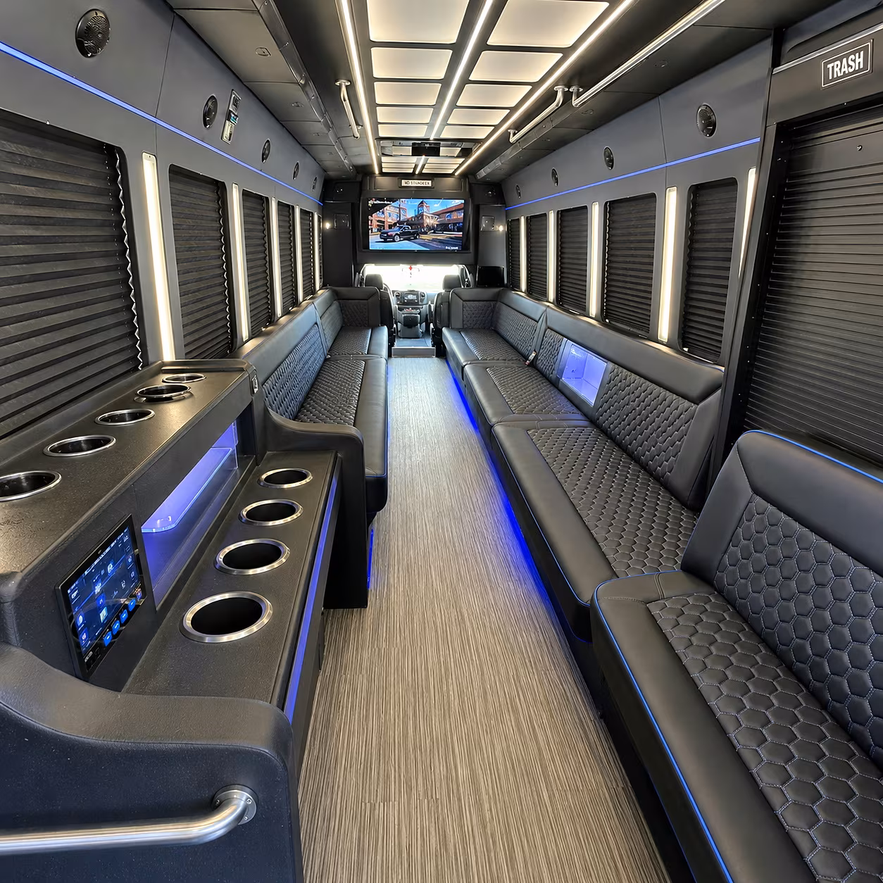 Little Rock Wedding Transportation party bus interior